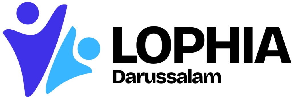 biru dan merah modern kelompok kkn logo